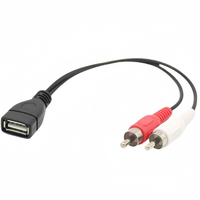 Câble adaptateur audio-vidéo USB 2.0 femelle vers 2 RCA mâle, répartiteur en Y, coaxial, paire torsadée, gaine PVC, 4K/1080P, haute qualité