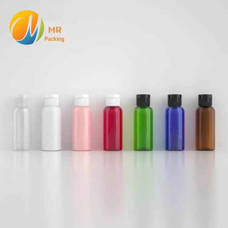 Roze, Bruin, Blauw, Groen, wit 50Ml Ronde Schouder Huisdier Plastic Flip Top Cap Toner Fles, Reizen Cosmetica Aparte Lotion Fles