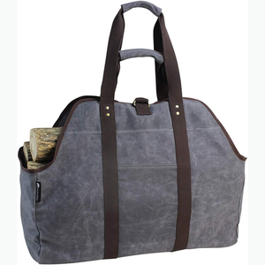 Sac de transport pour bois de chauffage en toile personnalisé, échantillon gratuit, pour le camping en plein air, avec un sac de transport pour bûches de foyer robuste - Product Image 1