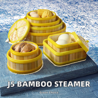 Vapeur en bambou écologique avec rebord en plastique pour usage commercial avec petits pains cuits à la vapeur et dim sum-NHATMINH