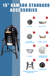 <span class=keywords><strong>Barbecue</strong></span> Kamado en céramique AUPLEX 15 pouces finition diamant, avec thermomètre et <span class=keywords><strong>chariot</strong></span>, pour cuisson extérieure dans la cour ou <span class=keywords><strong>sur</strong></span> la terrasse - Product Image 5