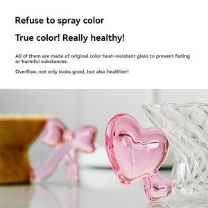 Ensemble de tasses à café au lait en verre résistant à la chaleur, de forme cœur, exquises et élégantes pour femmes, tasses de couple - Product Image 5