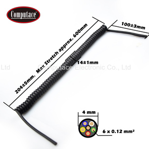 สายไฟสปริงแบบขด 6 แกน สีดำ 3A 6x0.12mm² ยืดได้สูงสุด 600 มม. สำหรับอุปกรณ์อิเล็กทรอนิกส์ - Product Image 3