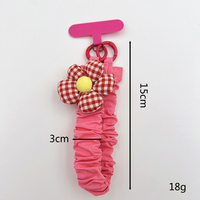 Dragonne de poignet plissée en tissu pour iPhone 18, motif écossais fleuri, courte, accessoire portable pour sac et porte-clés