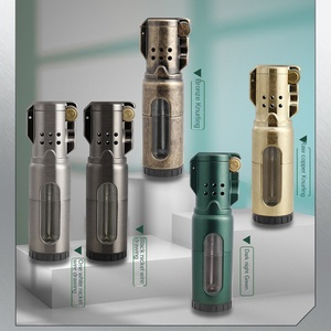 Logo personnalisé briquet au butane briquet torche à gaz rechargeable à triple flamme briquets allume-cigare accessoires pour fumer - Product Image 1