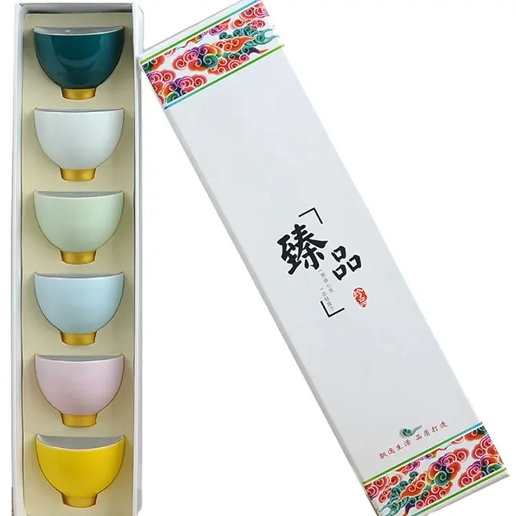 Ceramic gold-painted personal rainbow cup Japanese Kung Fu tea set gift box set inlaid with tin tea cup corporate gift set