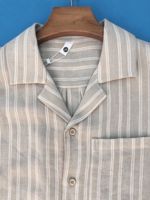 Kemeja Kasual Pria untuk Liburan, Slim Fit, Lengan Pendek, Kancing Depan, Bahan Polyester/Katun yang Bernapas untuk Kantor, Pernikahan, dan Pesta