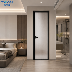 Puerta Interior de Diseño Simple <span class=keywords><strong>Alucasa</strong></span>, Puerta de Baño Individual de Aluminio, Puerta Interior de Vidrio Abatible para Baño, Puertas Interiores con Marco - Product Image 2
