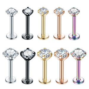 Set di punte filettate internamente in <span class=keywords><strong>acciaio</strong></span> <span class=keywords><strong>chirurgico</strong></span> 316L CZ Lip Stud Tragus <span class=keywords><strong>Piercing</strong></span> all'<span class=keywords><strong>orecchio</strong></span> Labret <span class=keywords><strong>Piercing</strong></span> Jewelry - Product Image 2