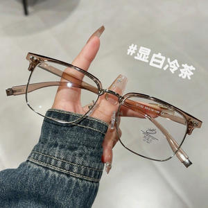 Gafas Retro de Media Montura 31132, Rectangulares, Negras, con Lentes de PC Anti-Luz Azul, Unisex, para Visión de Cerca - Product Image 3