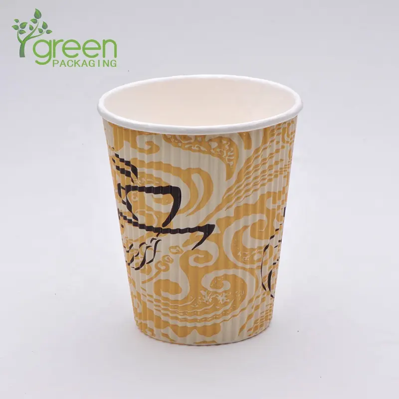 사용자 정의 재사용 일회용 리플 종이 유리 커피 컵 절연 종이 컵 이동 컵