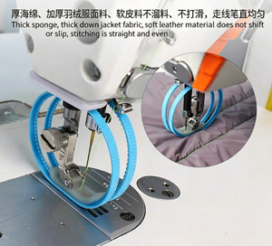 Pied presseur à rouleau denté double face bleu avec poulie et anneau, adapté pour la couture de doudounes, accessoire pour machine à coudre - Product Image 6