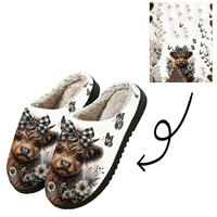 Pantoufles d'hiver en daim pour hommes et femmes, motif nœud papillon imprimé dessin animé, doublure chaude en peluche artificielle, matériau EVA, pour usage domestique