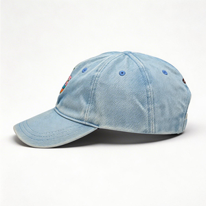 Casquette de baseball en jean délavé personnalisée, casquette de papa vintage en coton avec broderie florale, casquette décontractée ajustable en gros pour femme - Product Image 5