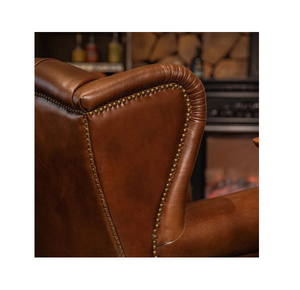 Fauteuil Cigare, Style Américain Rétro, Cuir Ciré, Canapé Simple, Fauteuil Parrain, Fauteuil de Loisirs Vintage - Product Image 5