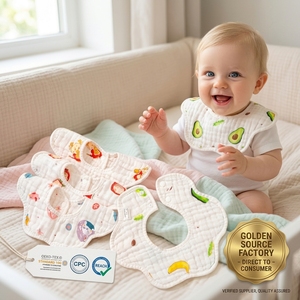 Babero Reversible <span class=keywords><strong>de</strong></span> <span class=keywords><strong>Gasa</strong></span> <span class=keywords><strong>de</strong></span> Algodón <span class=keywords><strong>de</strong></span> 8 Capas para Bebé, Patrón <span class=keywords><strong>de</strong></span> Dibujos Animados Giratorio <span class=keywords><strong>de</strong></span> 360 Grados, Altamente Absorbente, Transpirable, Unisex, Lavable - Product Image 1
