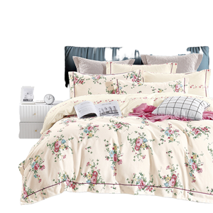 Parure de draps de luxe 100 % coton 300 fils, motif végétal imprimé, pour literie Tencel, housse de couette, technique tissée - Product Image 1