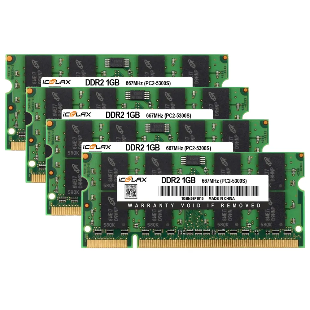 ذاكرة رام ddr2 للكمبيوتر المحمول رخيصة الثمن من ICOOLAX بسعة 2 جيجابايت و1 جيجابايت DDR2 667 ميجاهرتز و800 ميجاهرتز ذاكرة رام ddr2 للكمبيوتر المحمول سعة 4 جيجابايت