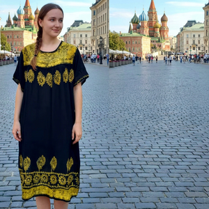 Hermoso Vestido Kaftán Bohemio Moderno Vintage de Rayón, Nuevo Estilo Largo de Verano para Fiesta, con Bordado de Encaje y Dobladillo Acampanado, Casual - Product Image 1