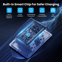 Multiprise avec protection contre les surtensions SummerVibes, 3 côtés, 9 prises, 4 ports USB (2 USB-C PD à charge rapide), veilleuse, certifiée ETL