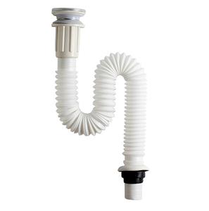 <span class=keywords><strong>Manguera</strong></span> de Desagüe para Lavabo de Baño, Flexible, Expandible, de ABS Gris Blanco Moderno, con Conexión Roscada Cromada, Directo de Fábrica - Product Image 1