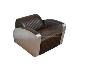 Sofá aviador de cuero auténtico negro Vintage de diseño de fábrica, sofá de Loft Industrial de 3 plazas, muebles hechos a mano, producto a granel - Product Image 4