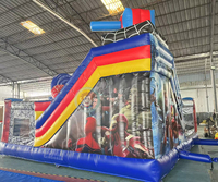 Château gonflable commercial Avengers pour enfants, avec toboggan et jeux de rebond