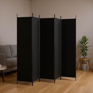 Divisorio Nordico a 5 Pannelli in Tessuto Nero 98,4 X 78,7 Pollici, Paravento Pieghevole dal Design Minimalista - Product Image 2