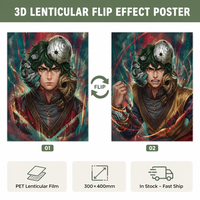 Stock de 200 nouveaux designs de posters décoratifs de vacances à motifs de dessins animés et d'anime, en plastique, à effet 3D lenticulaire
