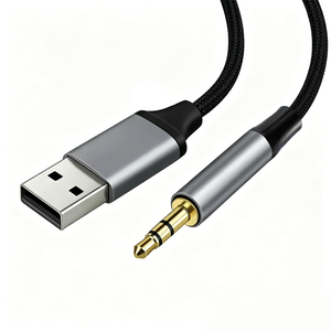Adattatore da 3,5mm a USB TRS, <span class=keywords><strong>Convertitore</strong></span> per Cuffie e Altoparlanti, Custodia in Lega di Alluminio Personalizzata, Cavo Audio Intrecciato in Nylon per Laptop - Product Image 1