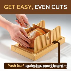 Trancheuse à pain en bambou Yanglin avec plateau à miettes pour couper et ranger les baguettes et les toasts - Product Image 2
