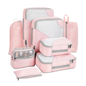Ensemble de 8 cubes de rangement pour bagages de qualité supérieure avec tissu anti-déchirure, maille respirante, poignées faciles à transporter et fermetures éclair bidirectionnelles fluides - Product Image 1