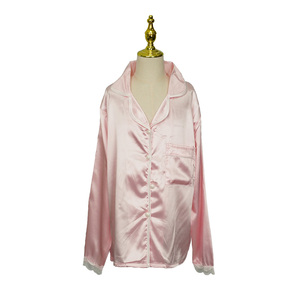 Pijamas de poliéster con botones de solapa para mujer, ropa de dormir al por mayor, conjunto de pijama de dos piezas para primavera y verano para mujer - Product Image 6