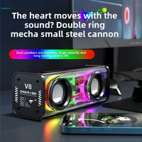Haut-parleurs doubles 1800mAh Transparent Mecha Speakers Wireless RGB Light Effect Loudspeaker Bass Subwoofer Mini Speaker