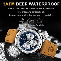 Montre Poedagar de luxe en cuir 2024, étanche, lumineuse, pour homme, chronographe multifonctionnel, date, quartz