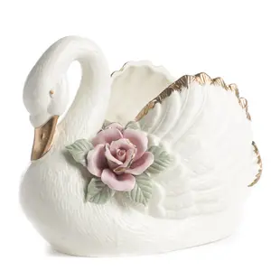 NEW decoration ideas Swan design ring plate or candy dish porcelain ceramic wedding vase