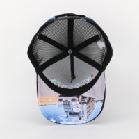 Gorra personalizable unisex de 5 paneles para conductor de camión bordado plano ala curva raya lateral Logo malla para deportes viajes al aire libre impresión