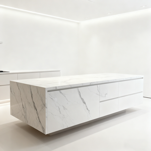 حجر كالاكاتا المصنوع من أعلى الحمام ، صقل حجر الكوارتز بسطح صلب ، لوح كبير - Product Image 4