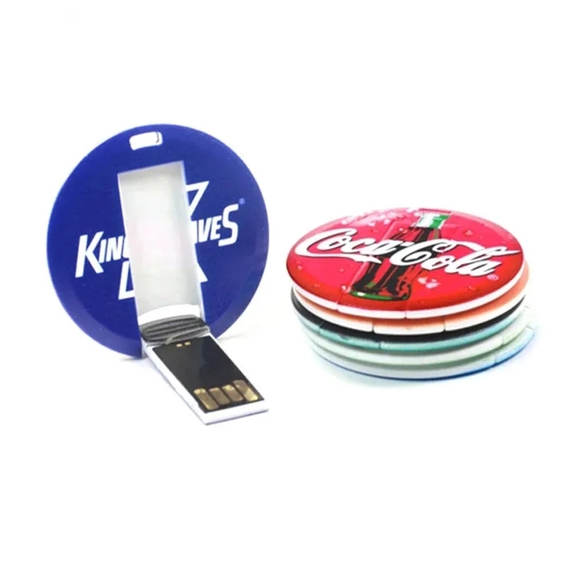 Custom Round Shape Pen Drive Business Coin Credit Cards 4GB 8GB 16GB USB Flash Drives Promotional Gifts 32GB 64GB Memory Sticks