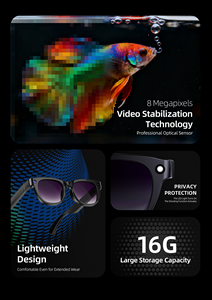 نظارات ذكية للترجمة الفورية بتقنية الذكاء الاصطناعي لعام <span class=keywords><strong>2026</strong></span>، تسجيل فيديو بدقة 1080 بكسل، كاميرا 8 ميجابكسل للتصوير الرياضي مع خاصية التعرف على الأشياء - Product Image 3