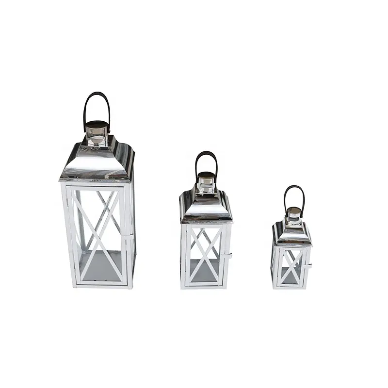 Lanterna geométrica de metal para casamento, 3 peças conjunto de lanterna estilo nórdico de metal para jardim com parafuso de x windows