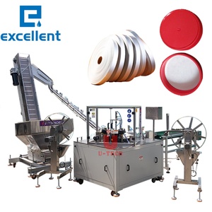 Automatic Roll Film Type Aluminum Foil Cover Lid Cap PE Foam Liner Gasket Wadding <strong>Putting</strong> Cutting Punching Inserting <strong>Machine</strong> - Product Image 1