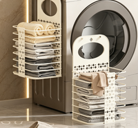 Panier à linge mural pliable, moderne, minimaliste, couleur crème, grande capacité, en plastique, organisateur polyvalent pour vêtements