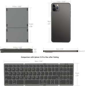 Factory Wholesale New Triple Foldable BT Wireless <b>Keyboard</b> Ultra Thin Touchpad Multi-device Compatible Type-C Rechargeable Tripl - Product Image 2