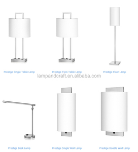 Modern Brushed Nickel Bedside Lights Bedroom Hotel Table Lamp with USB Port and Outlets for Hotel - Product Image 3