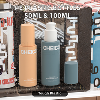 50ml blanc carré PET plastique pompe Lotion bouteille presse pompe cosmétiques emballage fournisseur diffuseur vaporisateur soins de la peau sérum