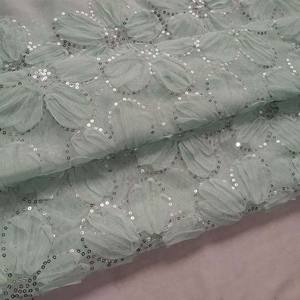 Pasokan Multi Warna penjualan panas bunga matahari bordir payet tulle Tejido de encaje estampado kain renda untuk gaun - Product Image 4