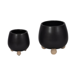 Vasi Moderni Rotondi in Gres con Piedini Rialzati per Piante da Interno ed Esterno Decorativi - Product Image 3