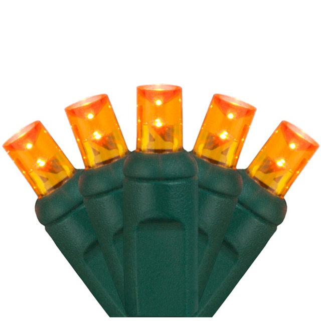 Best LED Wide Angle Christmas Light String Set 50 Ct 5MM Mini Bulb Orange 25 Feet for USA