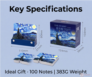 Blocco Note 3D in Carta Artistica con Stampa <span class=keywords><strong>Notte</strong></span> <span class=keywords><strong>Stellata</strong></span> di Van Gogh, Luce LED e Staccabili Fogli, Regalo per Amanti dell'Arte - Product Image 6